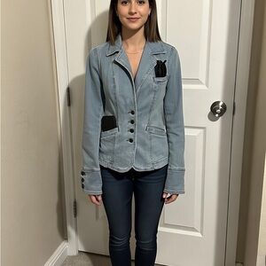 Frankie B. Vintage Y2K Light Wash Denim Blazer Jacket - Size XS/2